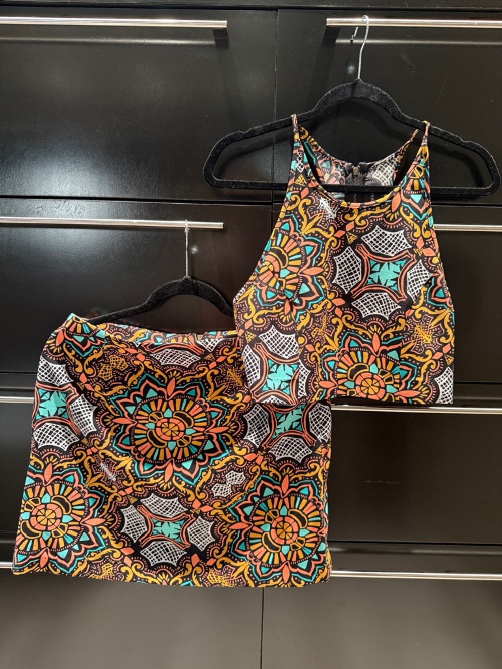 MINKPINK Multicolor Patterned Halter Top and Skirt Set